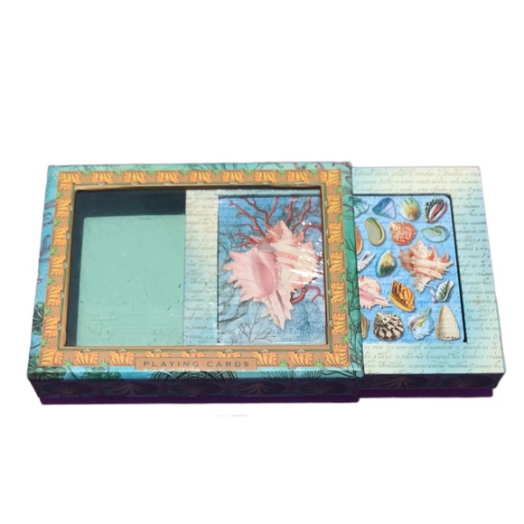 Punch Studio Sea Shells Playing Cards in Slider Box (2 coordinating Decks) - Picture 2 of 4
